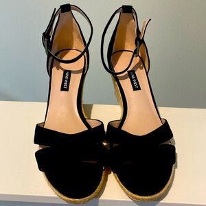 Nine West Black wedge sandals black suede size 9.5M